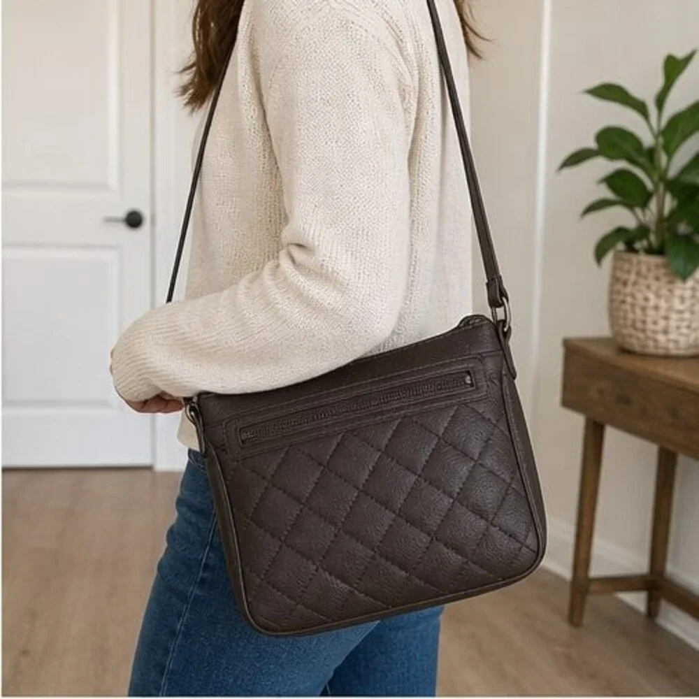Espresso Quilted Crossbody Bag